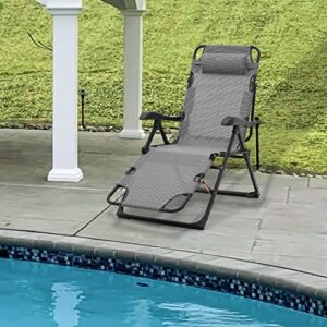 Folding Zero-Gravity Chair Outdoor Camping Cot Adjustable Recliner Lounge Chaise