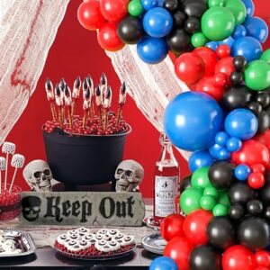 Black Red Blue Green Balloon Garland Arch Kit,BTZO Red Yellow Green Blue Balloons for Birthday Graduation Carnival Superhero Themed Party Decor