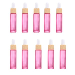 YORROR 10 Pack 10ml Frosted Thick Glass Essential Oil Dropper Bottle,Empty Refillable Dropper Bottle With Glass Eye Dropper for Massage Oils,Aromatherapy,Perfume,Cosmetic Liquid(Pink)