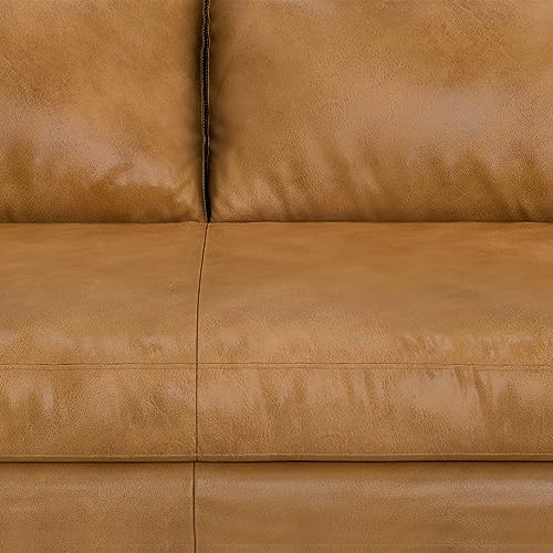 SIMPLIHOME Morrison Mid-Century Modern 72 Inch Wide Sofa in Sienna Genuine Leather, For the Living Room and Family Room