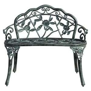 39 inch antique style patio porch garden bench aluminum outdoor chair rose