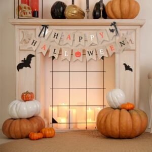 Mandala Crafts Happy Halloween Banner - Halloween Garland Decorations for Party Indoor Outdoor Office Mantle Fireplace Classroom by Happy Halloween Burlap Banner