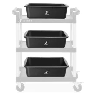 Jubilee 4-Pk Plastic Storage Bin, Bus Utility Tub - Heavy Duty Commercial Dishwashing Box for Restaurant Kitchen Organization and Storage, 20L Black