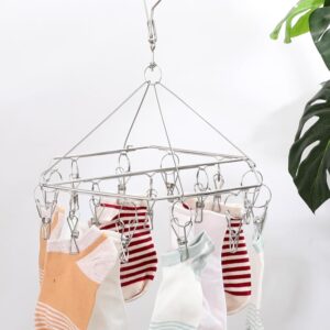 WudTus Sock Dryer Rack, Large Stainless Steel Laundry Drying Rack for Air Drying Sock Hanger, Underwear Hanger, Clothes Hangers (2 Pack Hexagonal)