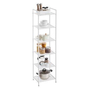 songmics 6-tier storage rack, bathroom shelf, extendable plant stand with adjustable shelf, for bathroom, living room, balcony, kitchen, classic white ubsc036w01