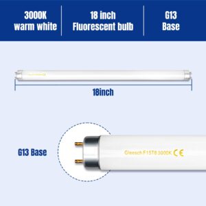 15W 18" T8 Fluorescent Linear Tube Bulb F15T8/WW Warm White Light 3000K Medium Bi-Pin G13 Base 4 Pack