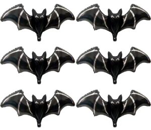 6pcs halloween black bat balloons - 48” giant bat halloween foil balloon for black halloween day of death spooky birthday baby shower party decoration supplier