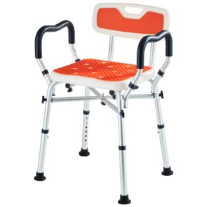 KSITEX Shower Chair for Inside Shower, Padded Shower Seat Chair with Arms and Back, 6-Level Adjustable Shower Stool Chair for Elderly and Disabled, 550 LB Heavy Duty Handicap Shower Bath Chair