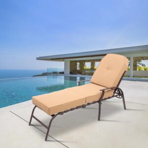 Garden Bed Patio Steel Lounge Chair Chaise Recliner 5 Adjustable Reclining