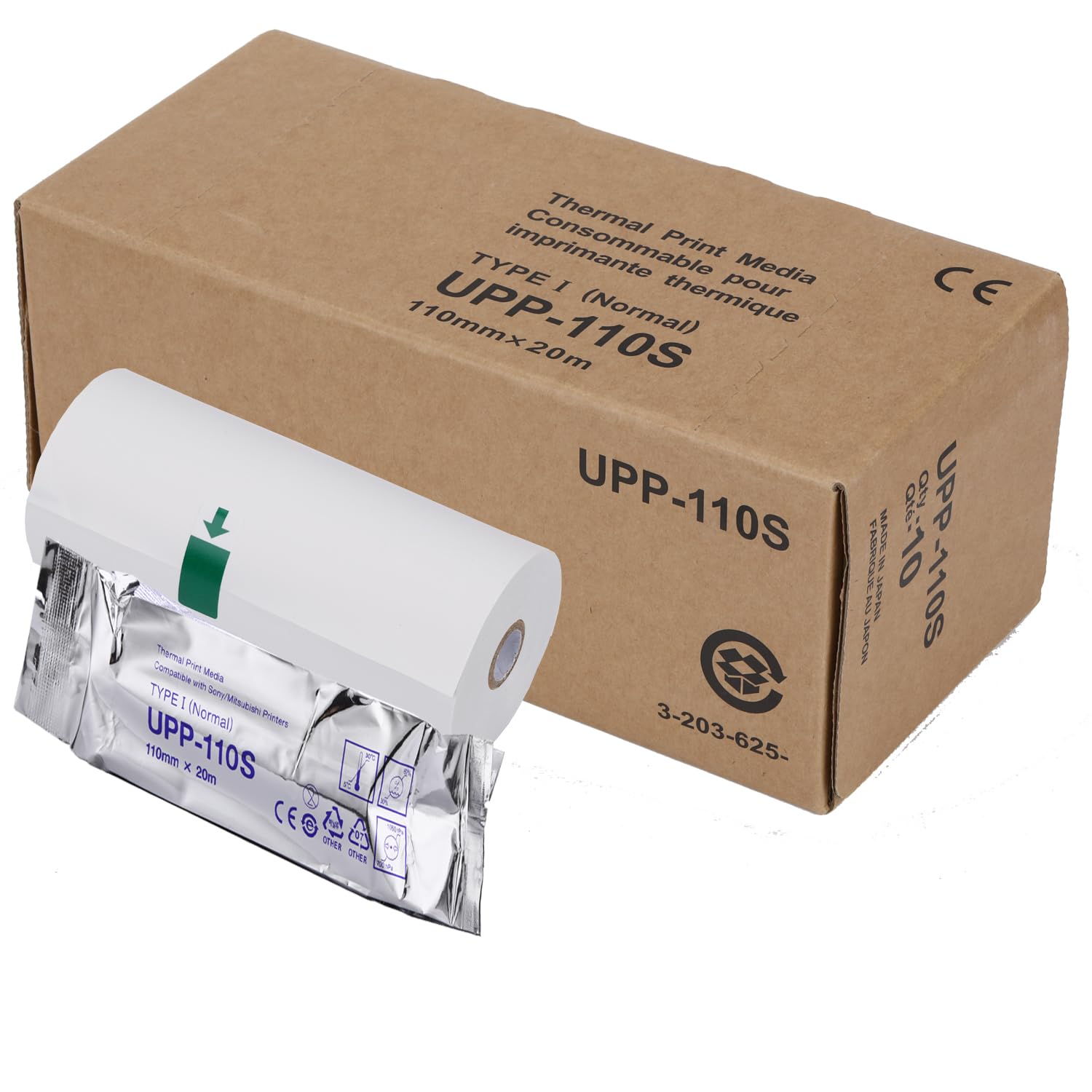 10 Rolls Compatible for Sony UPP-110S, Ultrasound Thermal Print 110 Film/Media Black and White, 110mm x 20m, A6 Black and White Printers Type I