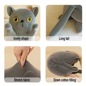 INSTITIZER Long Cat Plush Pillow Body Pillow, 43.3 Inch Cute Cat Stuffed Animals, Soft Kitten Plush Throw Pillow Long Cat Plushie for Kids Girlfriend (Grey)