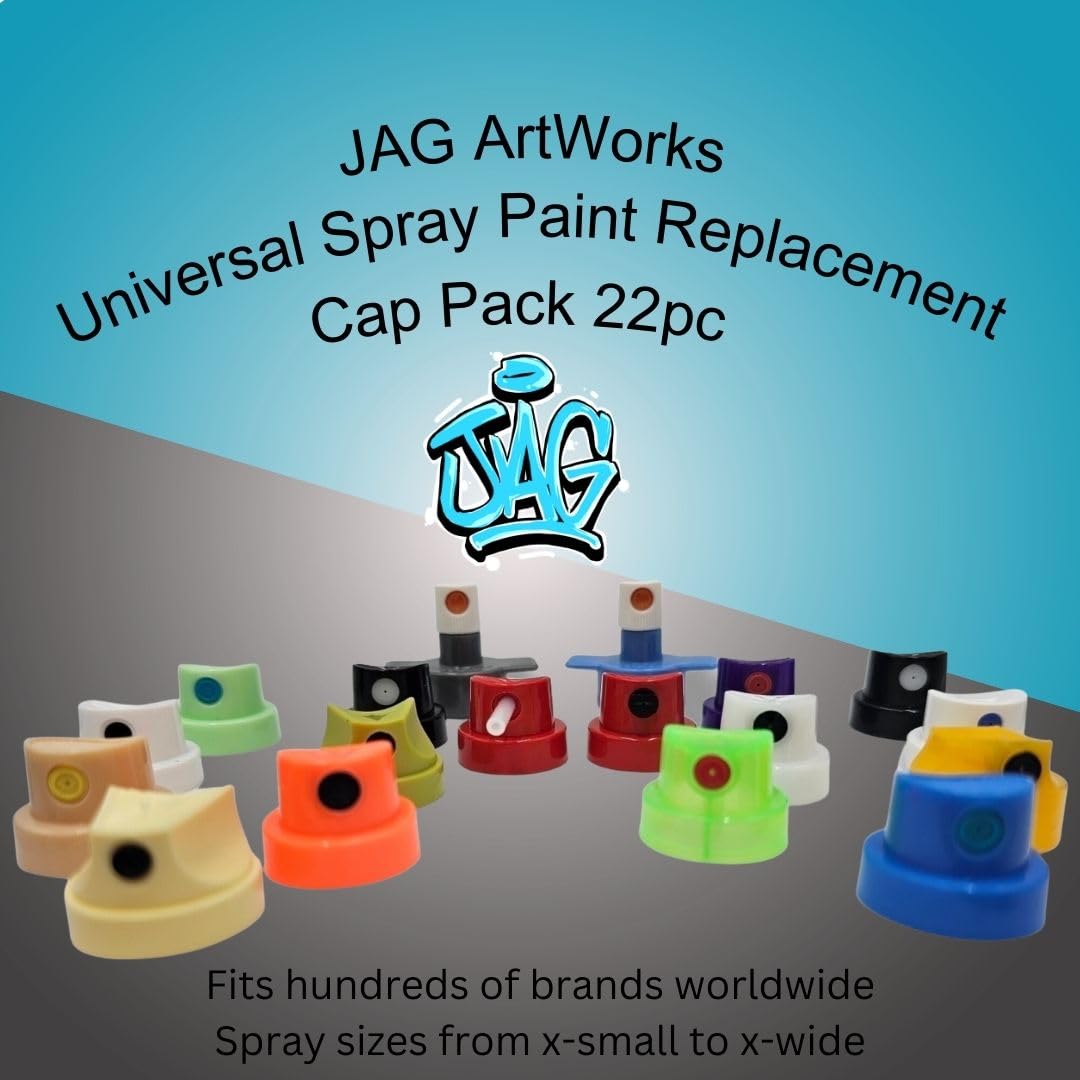 Universal Spray Paint Adapter Replacement Cap Pack 22pc fits Krylon, Behr, Walmart, and Rust-Oleum - Spray Sizes from 0.2"-7"