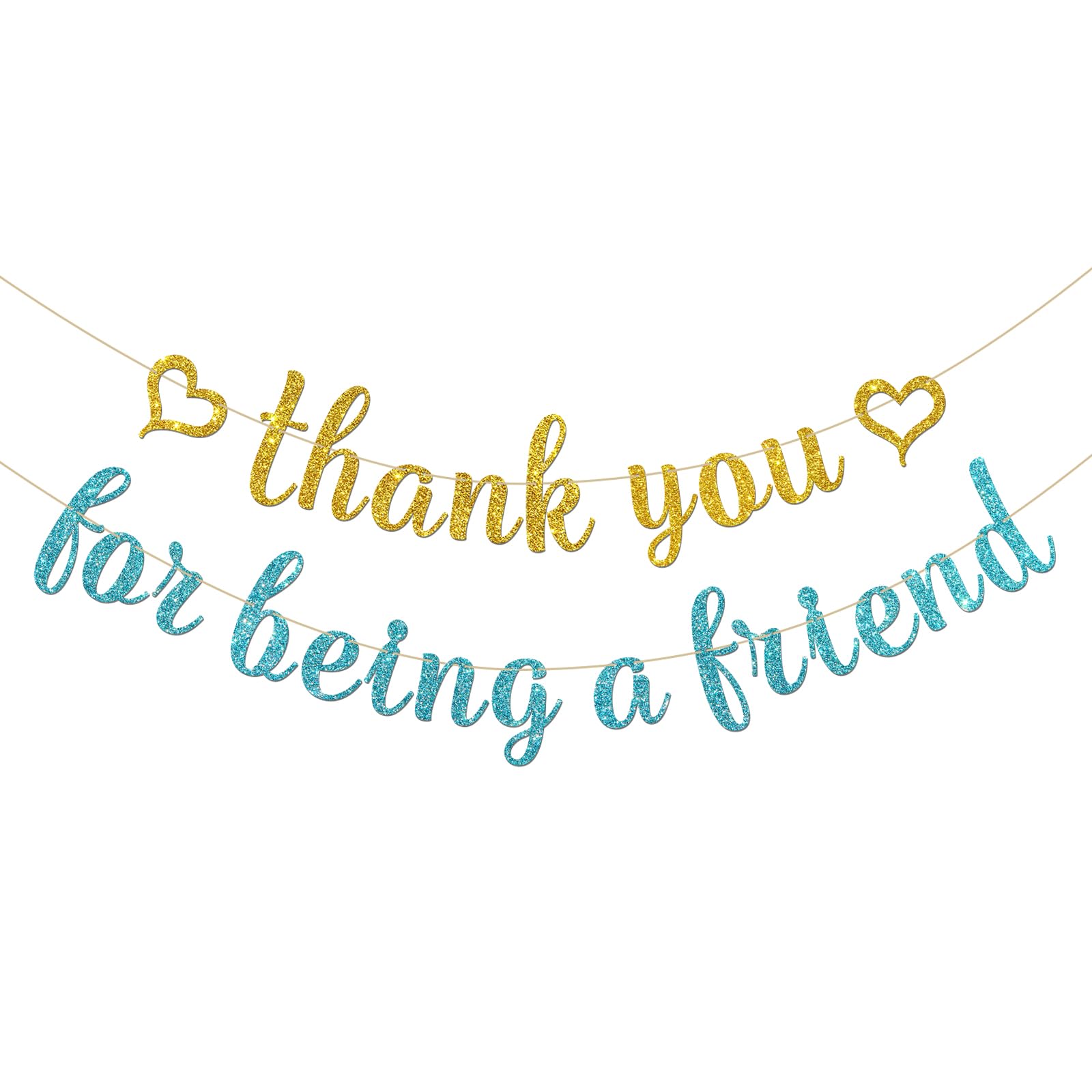 INNORU Thank You for Being a Friend Banner - Thank You Party Decor - New Friends - Graduation Going Away Party Decorations Supplies, Glitter