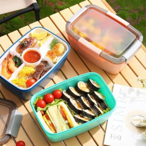 Youeon 3 Pcs 68 Oz Salad Lunch Container with 4 Compartment Tray, Bento Lunch Box with Spoon & Dressing Cup, Leakproof Salad Container for Lunch, Salad Toppings, Snacks, Fruits, BPA-Free