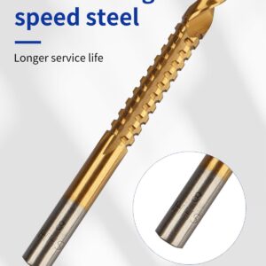 Rocaris 8 Pack Titanium Coated HSS Twist Drill Bits, 3-10mm Serrated Side Cutting Drill Bit Woodworking Tools for Plastic Metal Wood Hole