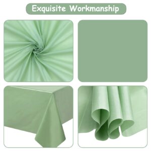 Urnseh Sage Green Tablecloth, 3pcs Plastic Table Cloth Disposable 54" x 108" Tablecloths for Rectangle Tables, Baby Shower Party Tablecovers Decorations, Table Cover for BBQ Birthday Wedding