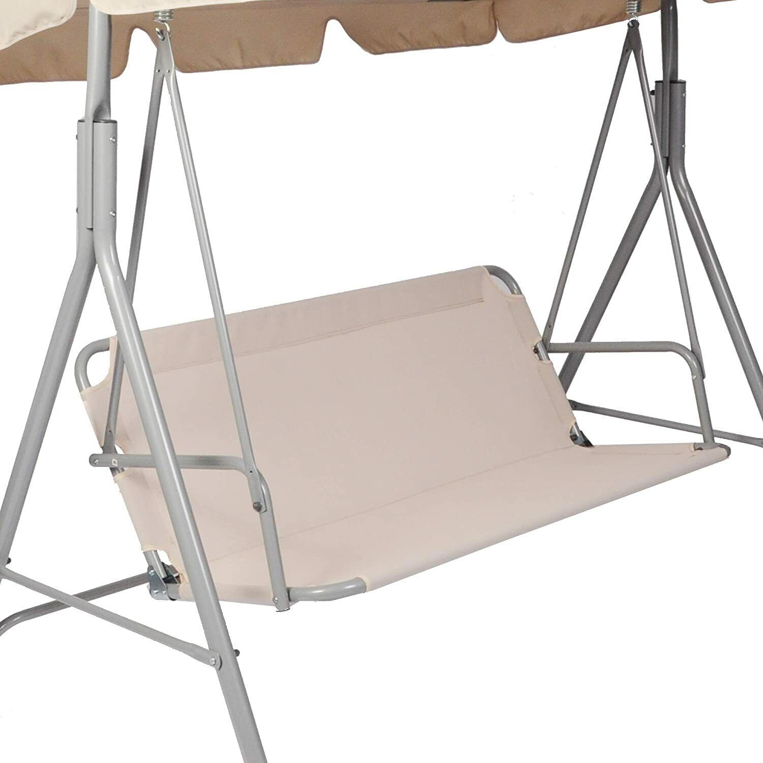 3 Seater Patio Swing Chair Outdoor Canopy Lounge Hammock Garden Bench Beige