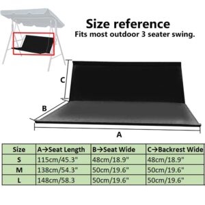 Swing Seat Replacement Cover, 600D Oxford Heavy Duty Waterproof Swing Bench Cover for Outdoor Porch Garden Yard 2/3 Seat Patio Swing Chair (54.3"x19.6"x19.6", Grey)