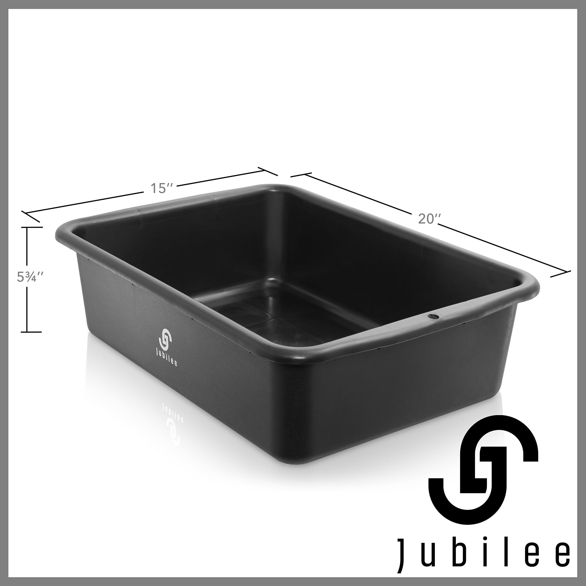 Jubilee 4-Pk Plastic Storage Bin, Bus Utility Tub - Heavy Duty Commercial Dishwashing Box for Restaurant Kitchen Organization and Storage, 20L Black