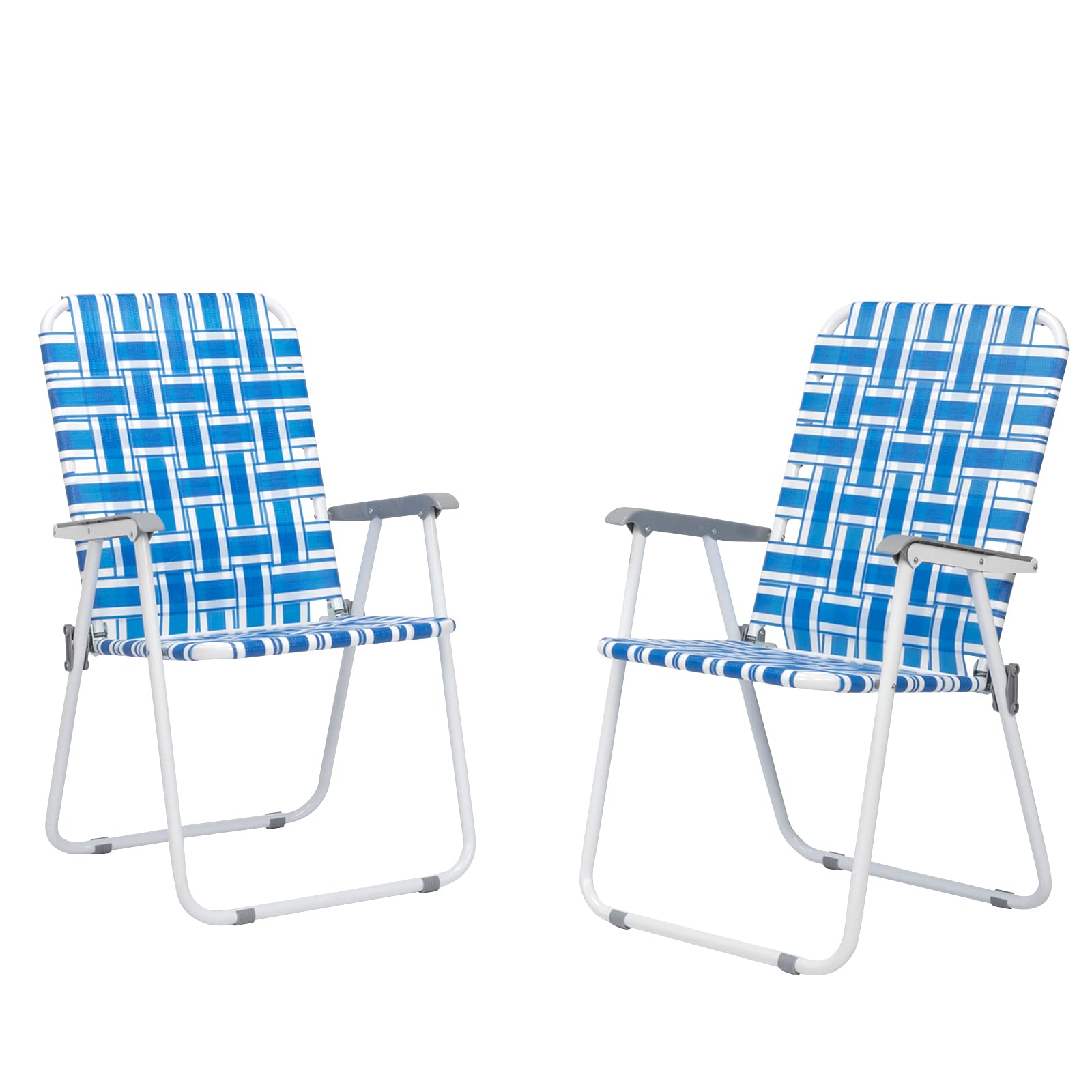 AFFAVON Webbed Patio Lawn Chairs Beach Chairs 2 Packs - Lightweight, Sturdy, Comfortable, Portable, and Stylish Folding Chairs for Yard, Garden