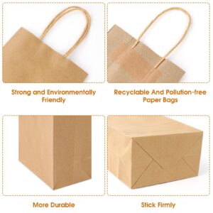 XPCARE 100Pcs Paper Gift Bags 5.25x3.25x8.25'', Small Paper Bags with Handles Bulk, Shopping Bags, Kraft Bags, Retail Bags, Party Bags Brown(Brown)