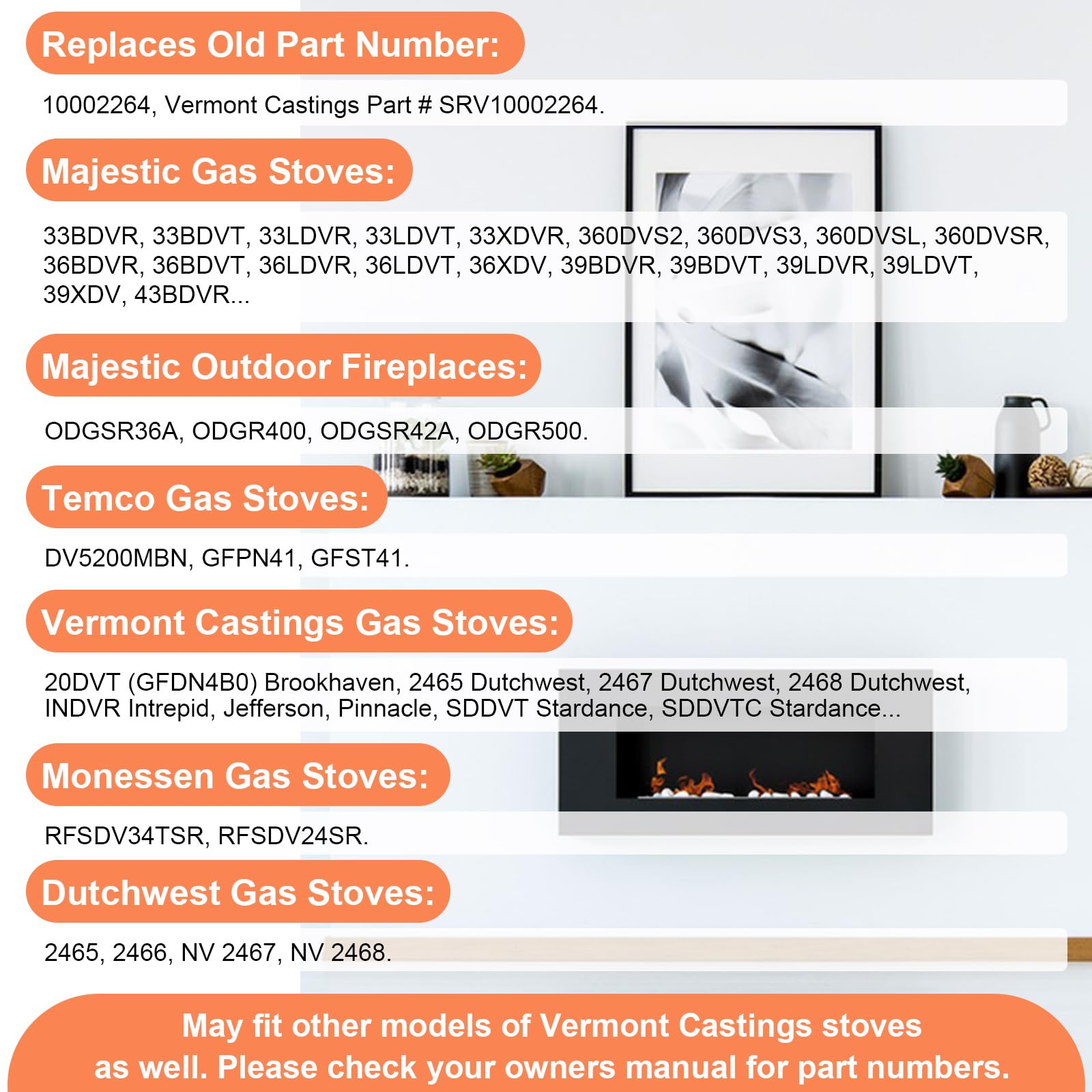 Hiorucet 10002264 Natural Gas 3 Way Pilot Assembly Kits for HHT, Majestic, Monessen, Temco, and Vermont Castings Fireplaces, SRV10002264 Pilot Assembly Replacement Parts with Thermocouple, Thermopile.