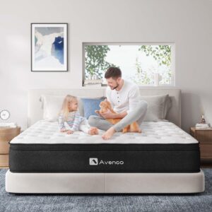 Full Size Mattress, Avenco 12 Inch Hybrid Mattress with Bamboo Charcoal, Gel Memory Foam and Individually Pocket Innerspring Mattress in a Box for Motion Isolation, Edge Support, CertiPUR-US Certified