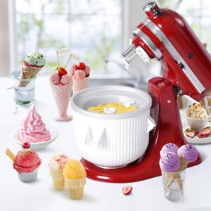 Gdrtwwh Ice Cream Attachment for Kitchenaid Stand Mixer,Ice Cream & Sorbet Gelato Maker,Fits Kitchenaid 4.5-5Qt Stand Mixer and 5-6-7Qt Bowl-Lift(Dishwasher Safe)