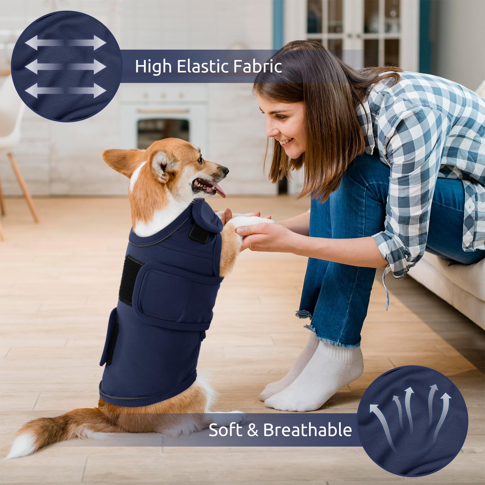 ASENKU Comfort Dog Jacket, Wrapped Dog Coat for Cold Weather, Elastic Puppy Sweatershirt, Pet Winter Coat Vest for Small, Medium & Large Dogs