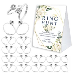 bridal shower ring game, ring hunt bridal shower game 30 fake rings, bridal shower decorations, wedding games, bachelorette party games for guests - rh02