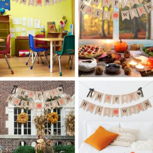 Mandala Crafts Happy Halloween Banner - Halloween Garland Decorations for Party Indoor Outdoor Office Mantle Fireplace Classroom by Happy Halloween Burlap Banner