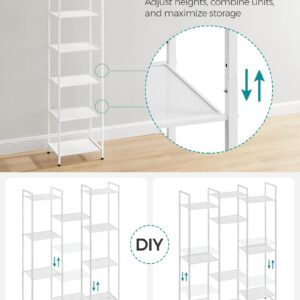 SONGMICS 6-Tier Storage Rack, Bathroom Shelf, Extendable Plant Stand with Adjustable Shelf, for Bathroom, Living Room, Balcony, Kitchen, Classic White UBSC036W01