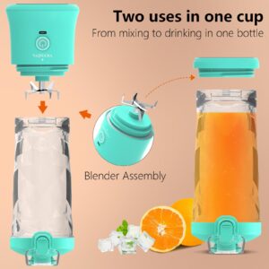 VKYOZVA Portable Blender, 20 Oz Travel Blender USB-C Rechargeable with 6 -leaf Stainless Steel Blades, BPA Free, Personal Blender for Shakes and Smoothies,Suitable for Family Travel Gyms, Mint Blue