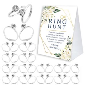 bridal shower ring game, ring hunt bridal shower game 30 fake rings, bridal shower decorations, wedding games, bachelorette party games for guests - rh03