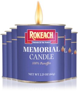 rokeach 24 hour candles, yahrzeit memorial candle, tin candles (6 pack) | yom kippur candles | emergency candles, perfect for blackouts, storms & hurricanes