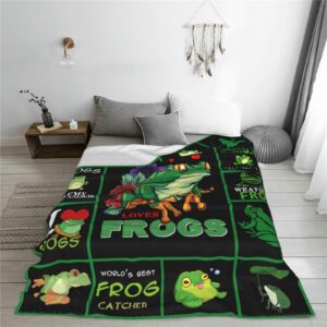 Cute Green Frog Flannel Blankets Super Soft and Warm Throw Blanket for Couch Sofa Gifts for Girls Boys Kids