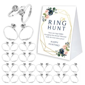 bridal shower ring game, ring hunt bridal shower game 30 fake rings, bridal shower decorations, wedding games, bachelorette party games for guests - rh08