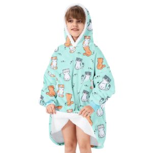 zando blanket hoodie for kids cat blanket hoodie wearable blanket kids oversized blanket hoodie sweatshirt blanket comfy blanket hoodie kids cozy warm sherpa blanket with pocket cute gifts for girls