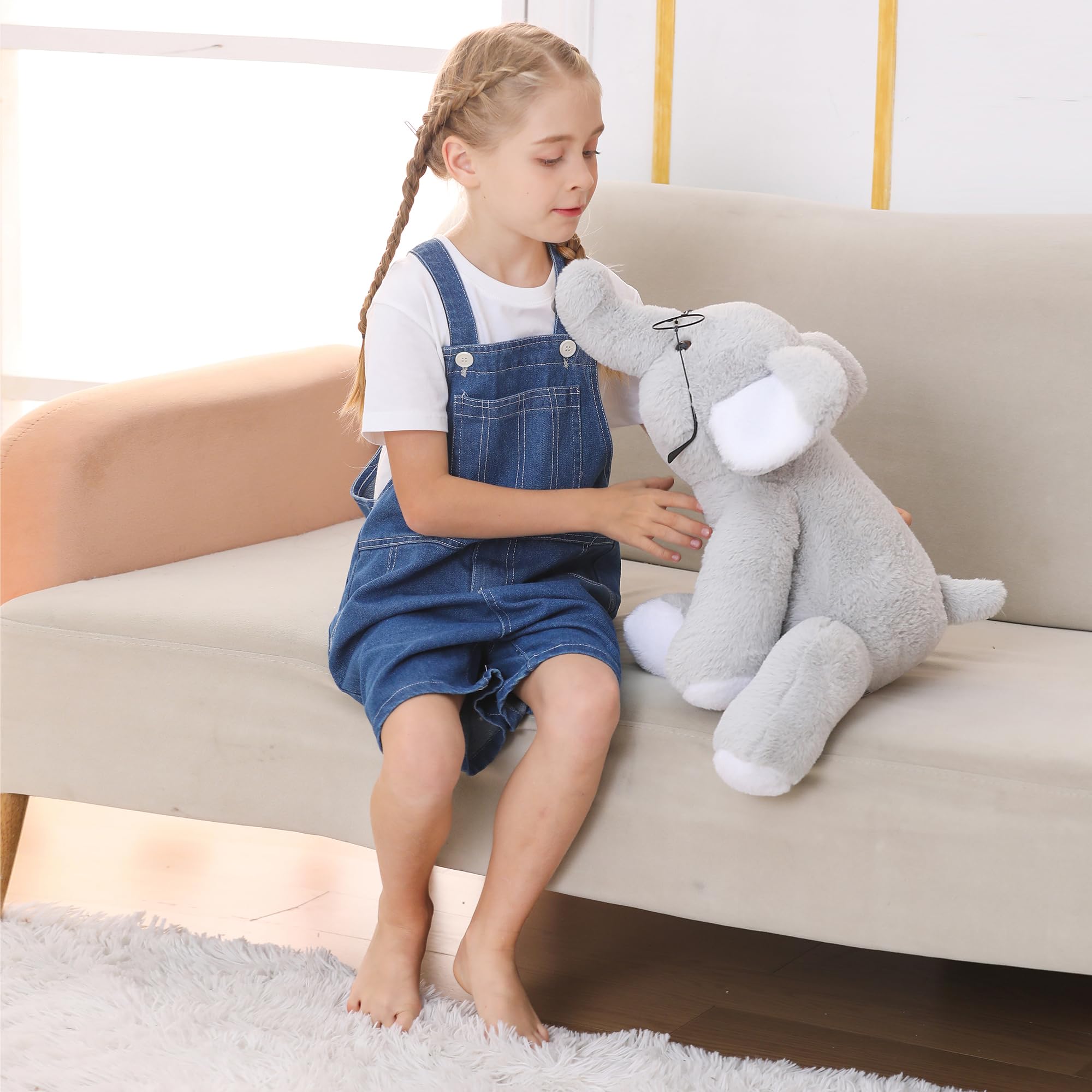 WeBingo Elephant Weighted Stuffed Animals, 5 Pounds Weighted Plush Toy 27" Comfort Big Weighted Throw Pillow Cute Elephant Plush Gifts for Kids & Adults(Gray Elephant, 27 Inch | 5 lbs)