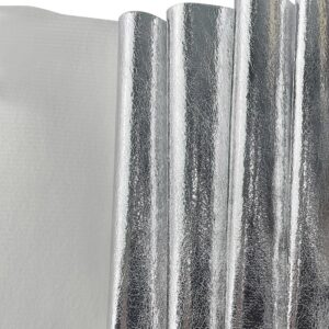 Metallic Leatherette Fabric Sold by The Yard Shiny Faux Leather Crafting Soft Faux Leather Fabric for Home Upholstery Bags Wallets Making, Silver