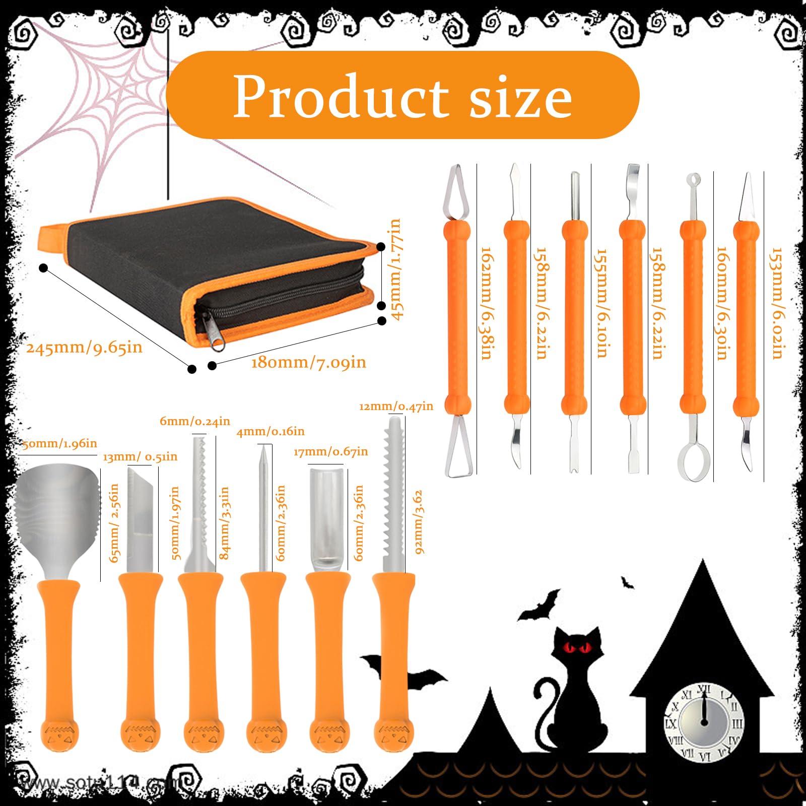 Qivine Pumpkin Carving Tools Pumpkin Carving Kit, Halloween Pumpkin Carving Kits Carving Pumpkins with Storage Bag, 13Pcs Carved Pumpkins Pumpkin Cutter for Halloween Pumpkin Decorations