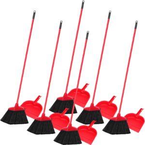 maxcheck 6 pcs broom and dustpan set 54 inch heavy duty brooms with dust pan combo set indoor broom and dustpan commercial shop angle brooms bulk for home office lobby kitchen(red)