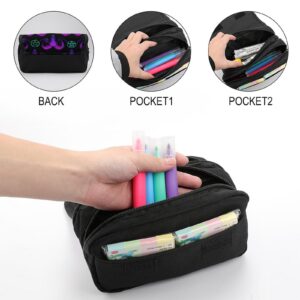 Large Storage Pencil Bag, Multifunction Pencil Bag With Zipper, Mystical Ram Skull Cosmetic Bag for Women Men Adult