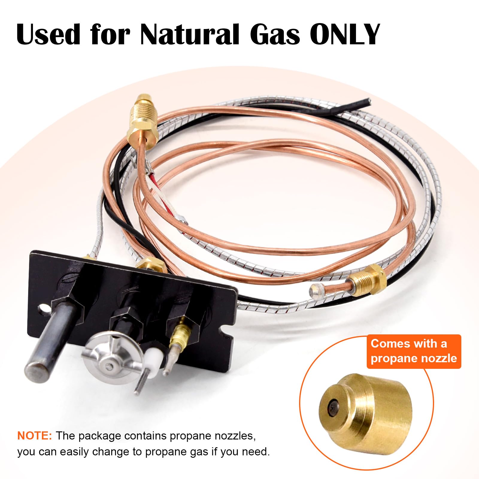 Hiorucet 10002264 Natural Gas 3 Way Pilot Assembly Kits for HHT, Majestic, Monessen, Temco, and Vermont Castings Fireplaces, SRV10002264 Pilot Assembly Replacement Parts with Thermocouple, Thermopile.