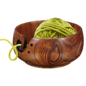 patikil wooden yarn bowls for crocheting bamboo yarn knitting bowl yarn storage bowls yarn holder dispenser for crocheting and knitting, 6" x 3"