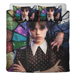 BBOSCH Anime Bedding Set, Ultra Soft Bedding Set Microfiber Girls Bedding Girls Duvet Cover Set for Kids Boys Teens Room Decor with 1 Duvet Cover + 2 Addams Pillowcases (F (79x90ﾗ1/20x26ﾗ2), A)