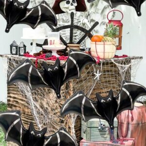 6Pcs Halloween Black Bat Balloons - 48” Giant Bat Halloween Foil Balloon for Black Halloween Day of Death Spooky Birthday Baby Shower Party Decoration Supplier