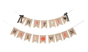 mandala crafts happy halloween banner - halloween garland decorations for party indoor outdoor office mantle fireplace classroom by happy halloween burlap banner