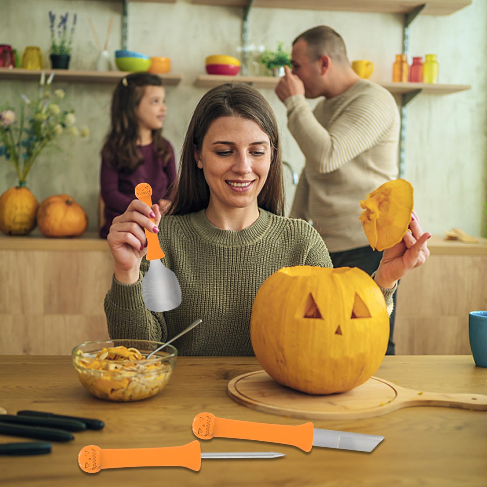 Qivine Pumpkin Carving Tools Pumpkin Carving Kit, Halloween Pumpkin Carving Kits Carving Pumpkins with Storage Bag, 13Pcs Carved Pumpkins Pumpkin Cutter for Halloween Pumpkin Decorations