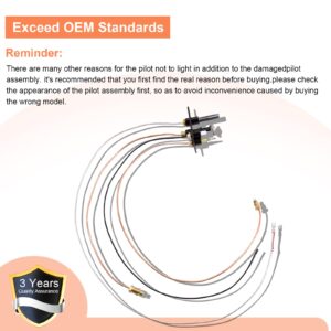 Hiorucet 10002264 Natural Gas 3 Way Pilot Assembly Kits for HHT, Majestic, Monessen, Temco, and Vermont Castings Fireplaces, SRV10002264 Pilot Assembly Replacement Parts with Thermocouple, Thermopile.